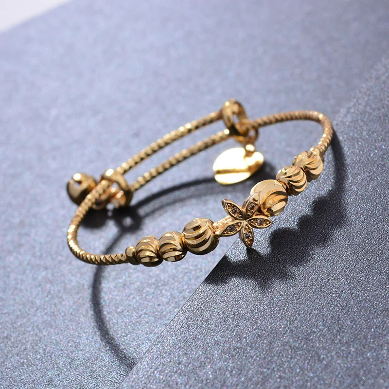 24K 4 шт этническое Золотое браслет для девочек/малышей/детей Шарм из Гипсофилы