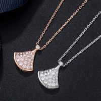 925 silver ladies small skirt necklace female fan shape silver rose gold clavicle chain holiday gift