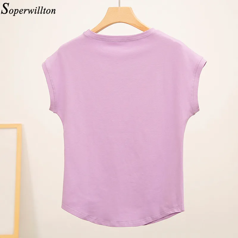 Футболка Soperwillton Женская лето 2020 Повседневная футболка женские хлопковые топы