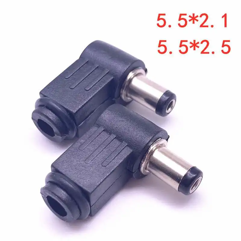 

DALCAN 5/10Pcs DC plug 90-degree elbow 5.5* 2.1mm power plug 5.5*2.5 MM Welding line
