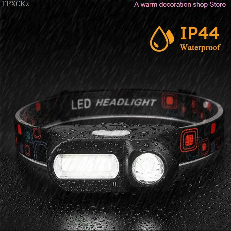 

New LED Headlamp 18650 Light XPE+COB Headlight IR Induction USB Rechargeable Waterproof Camping Torch Powerful Head Lamp