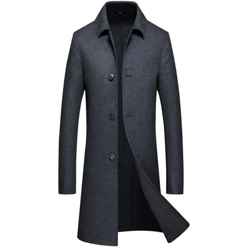 

new high-quality men's double-sided wool men's coat fashion leisure business office pure color long sleeve coat