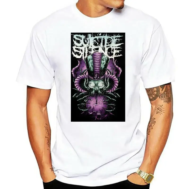 

100 % Cotton T Shirt For Boy Suicide Silence Mens Purple Time Stealer Skull T-shirt