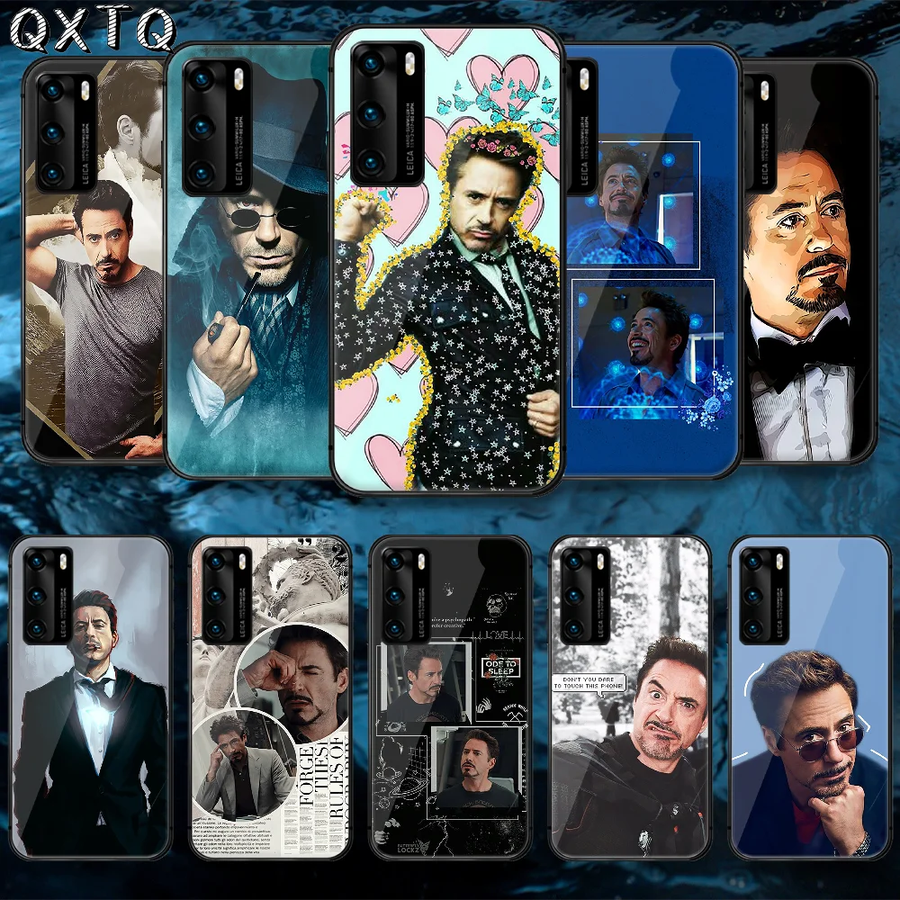 

QXTQ Robert Downey Jr. Tempered Glass Phone Case Cover For Huawei Honor Mate P 8 9 10 20 30 40 A X I Pro Lite Smart 2021 Phone