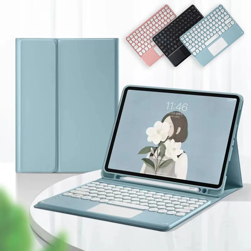 

2021 Bluetooth Keyboard Case for ipad pro 11 12.9 2020 Flip Smart Case with keyboard for iPad air 4 3 2 1 10.2 7th 8th Case
