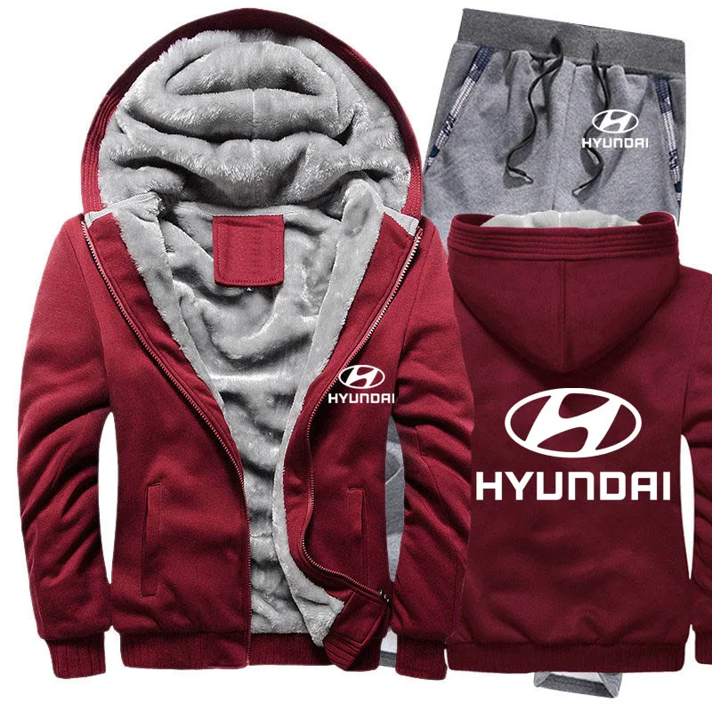Толстовки для мужчин hyundai Motor Car Logo Мужские s толстовки костюм зимний толстый теплый флис хлопок спортивный костюм на молнии мужская куртка+ брюки 2 шт
