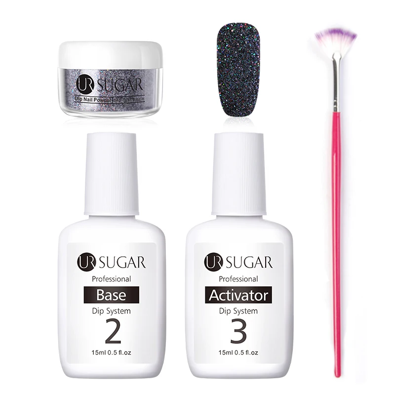 4Pcs set 9 Ur Sugar 5 мл Dip ногтей Порошковая голографическая блеск градиент Сияющий хромированный пигмент погружающийся порошок Набор для украшения ногтей DIY - Цвет: 4Pcs set 9