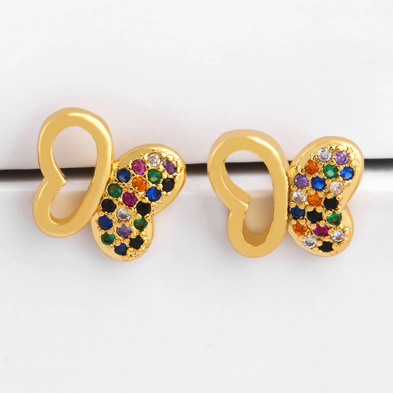 Корейский Кристалл Бабочка Серьги гвоздики кубический цирконий горный хрусталь