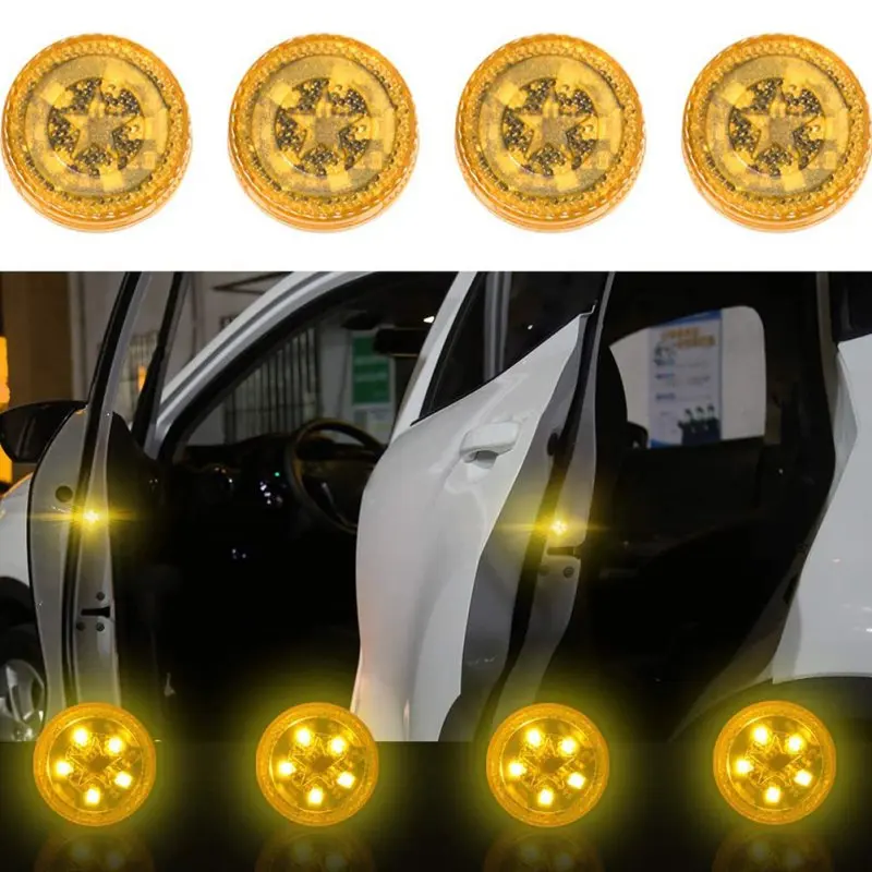 

Door LED warning light 4PCS universal wireless door safety light Strobe light used to prevent rear-end collision accidents