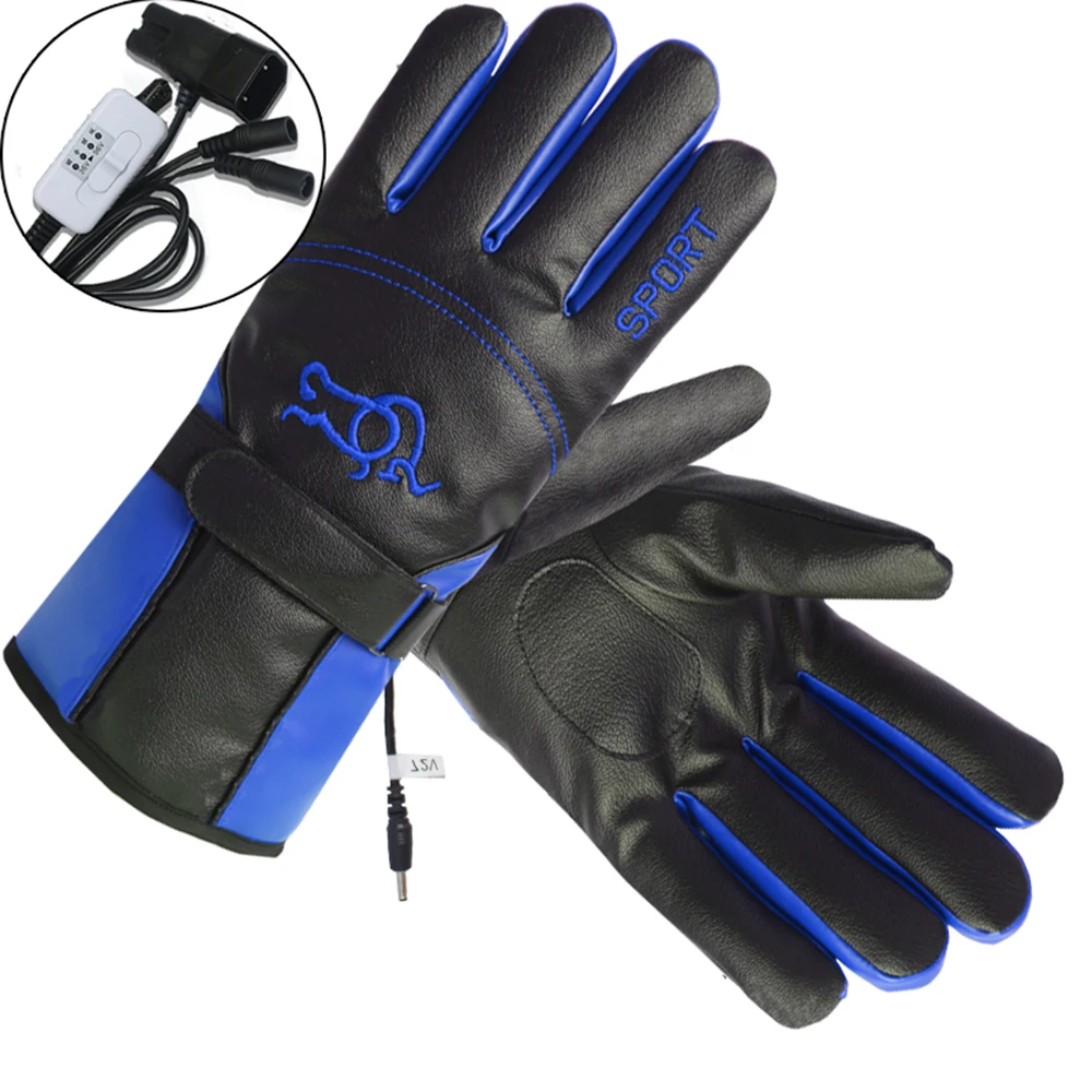 Electric 48V-72V BU HEROBIKER зимние Мотоциклетные Перчатки Guantes Moto с сенсорным экраном на батарейках, мотоциклетные гоночные водонепроницаемые перчатки с подогревом - Color: Electric 48V-72V BU