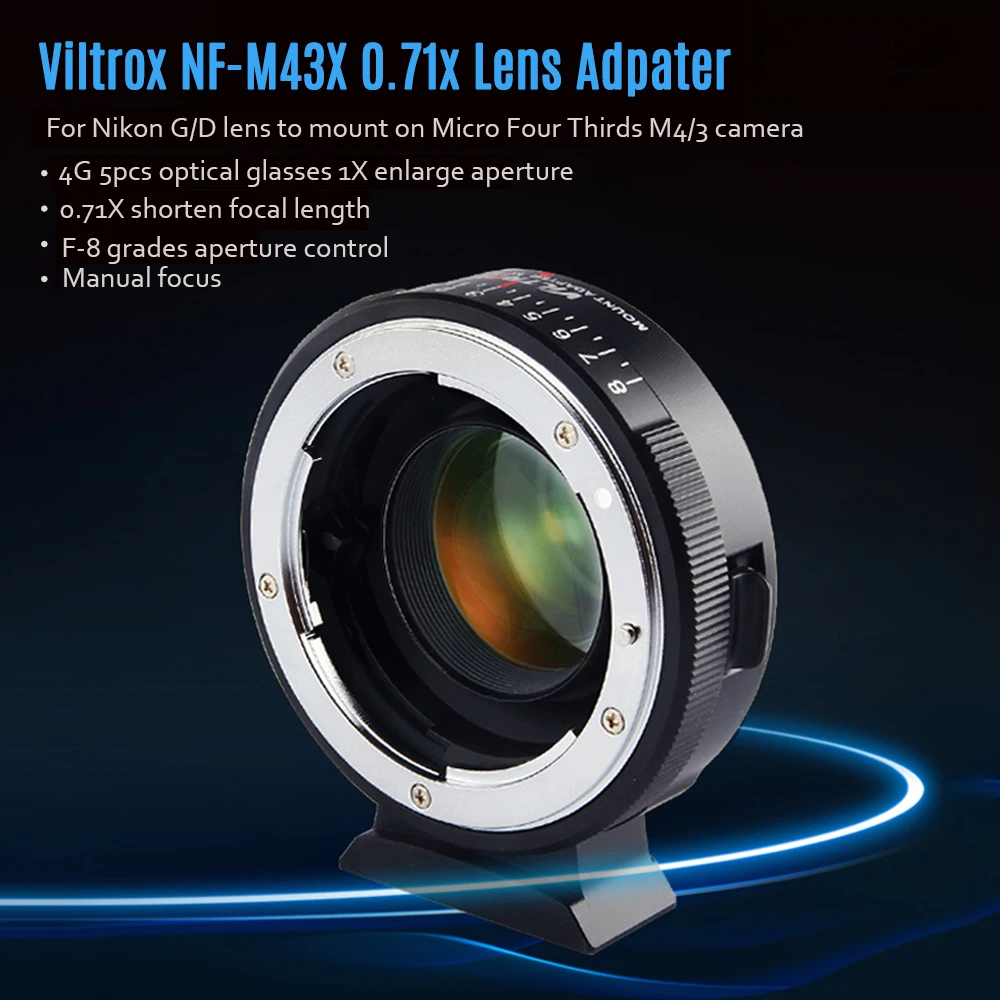 Кольцевой адаптер для крепления объектива Viltrox NF-M43X 0 71x кольцевой редуктор