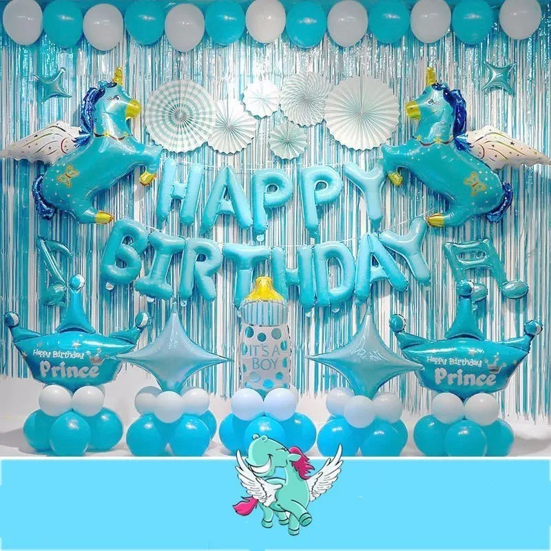 50 шт. синий Pegasus Фольга Набор воздушных шаров Baby Shower украшения на день рождения
