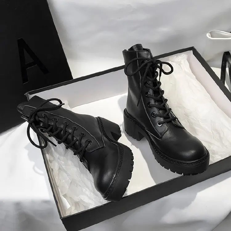

Mr Co Short Tube Martin Boots Women Handsome Motorcycle Boots Casual Fashion Snow Boots Autumn And Winter New Trend Ankle Boots