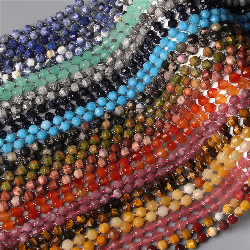 

8/10MM Natural Stone Beads High Quality OIive Shape Faceted Loose Stone Bead for Jewelry Making DIY Bracelets Fitting