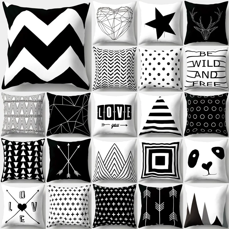 

Black and White Decorative Throw Pillow Covers Square Stripe Pillow Covers Set of 2 Modern Farmhouse Cushion Case Home Decor