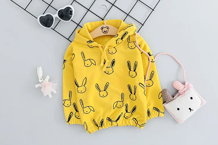 Осенний костюм для новорожденных с героями мультфильмов толстовка с капюшоном+ леггинсы в полоску комплект из 2 предметов для маленьких девочек повседневный комплект одежды для малышей возрастом от 1 года до 3 лет