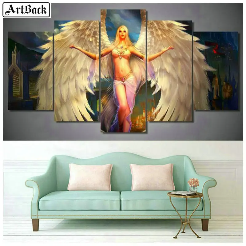 Пятиконечная Алмазная картина женские крылья diy полный квадратный сексуальный