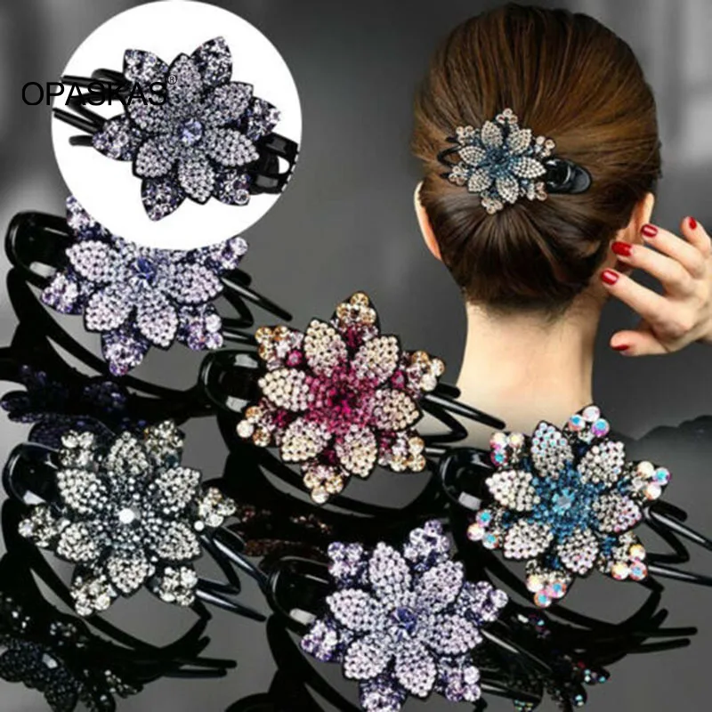 Женская заколка для волос с цветами большая блестящая стразы в форме утконоса