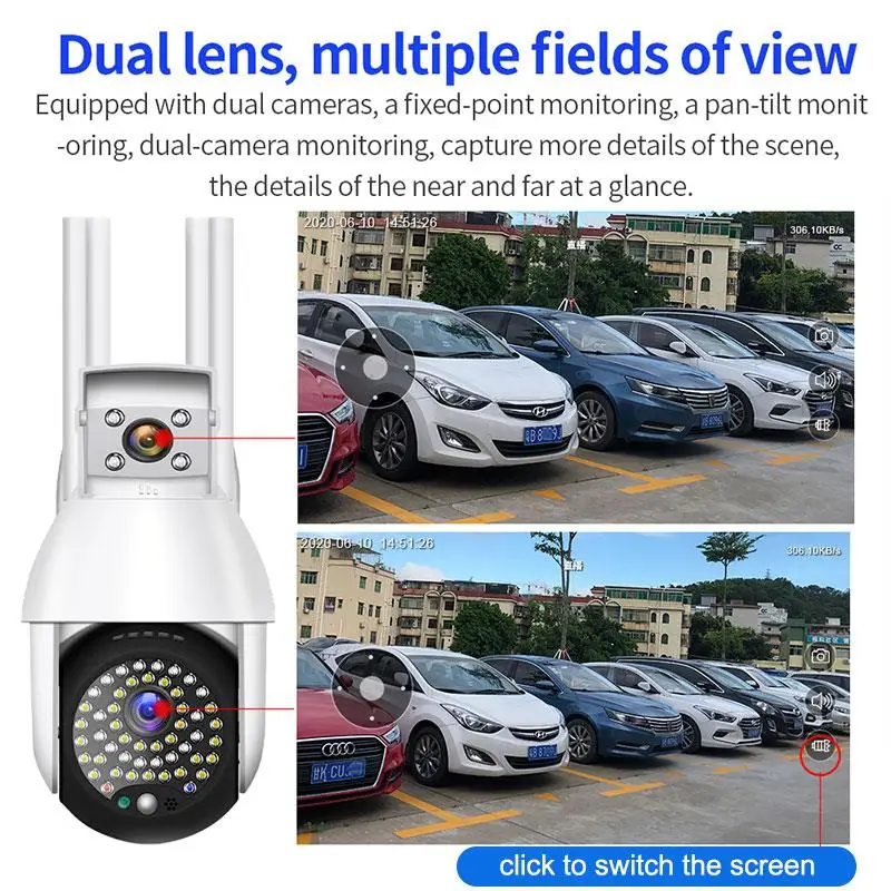 

Dual Lens 1080P PTZ IP Security Camera Outdoor Speed Dome Wireless WIFI Waterproof Camera Night Vision IR Motion Detection Camer