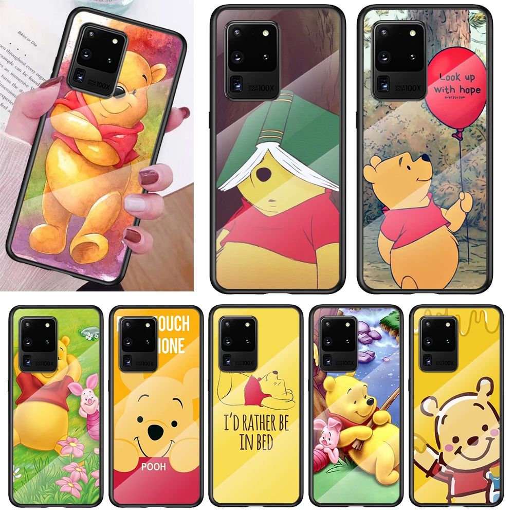 

Tempered Glass Cover Shockproof Shell Winnie The Pooh For Samsung Galaxy S21 Ultra Plus 5G M51 M31 M21 Phone Case