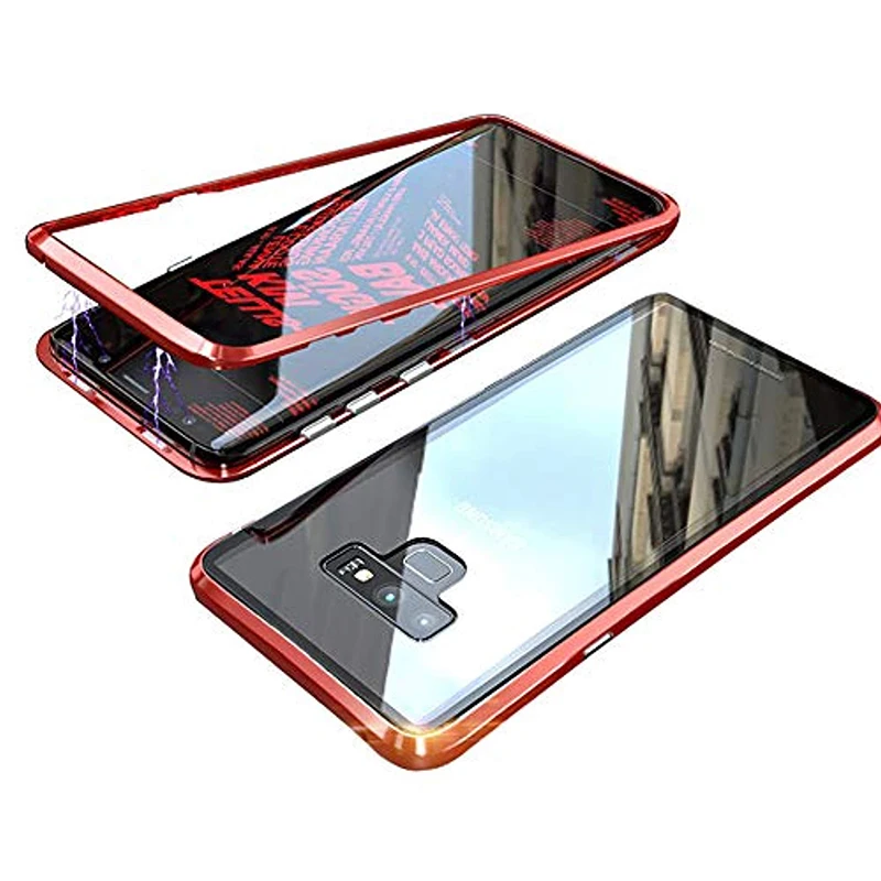 Red Double Glass Магнитный поглощающий металлический чехол s для samsung Galaxy Note 9 чехол двустороннее стекло для samsung Galaxy Note 9 Note8 чехол - Цвет: Red Double Glass