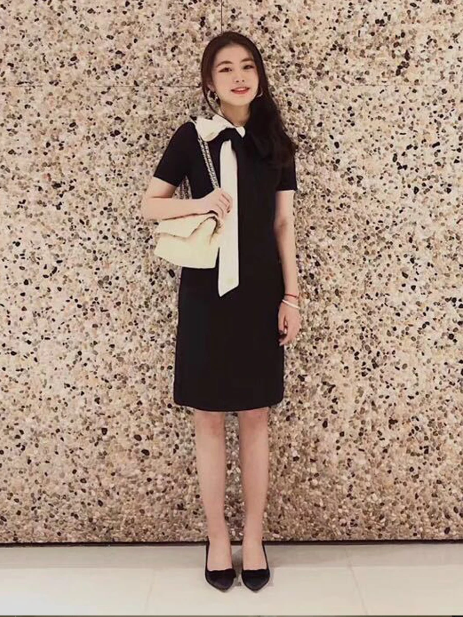 

Wool Women Dress 2020 Spring Summer New Dress Round Neck Short Sleeve Slim Mini Dress