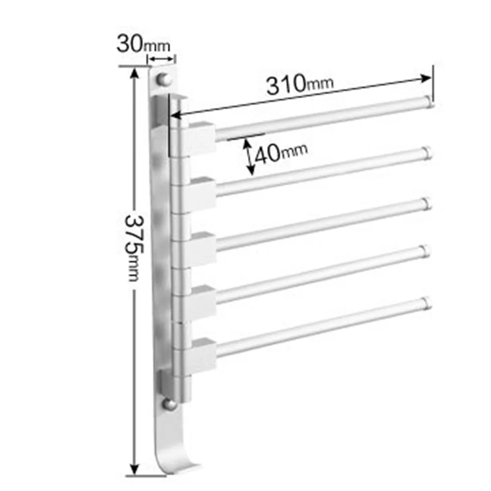 

Swivel Towel Rail Stainless Steel Bath Rack Wall Mounted Towel Rack Holder