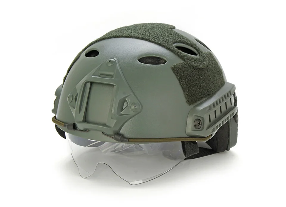 Шлем тактический со стеклянными крыльями и защитными очками цвет в