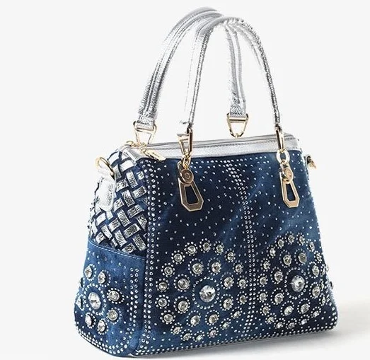 

Bag women's bag new 2021 denim BAG canvas square handbag diamond woven bag trend One Shoulder Messenger Bag