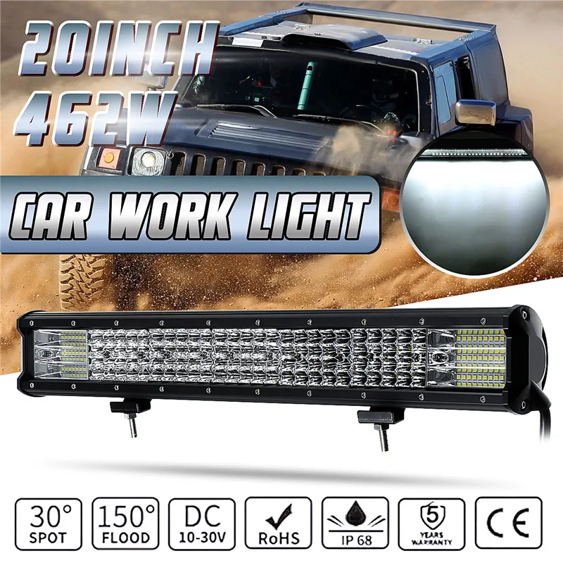

20inch 462W Work Light Bar 154LED 46200lm Spot Flood Combo Offroad Truck SUV Boat Driving Lamp