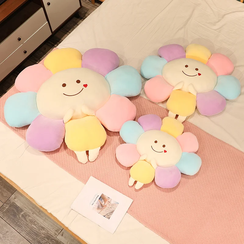 

Kawaii Emotion Colourful Sunflower Sofa Cushion Sleeping Pillow Plush Stuffered Toys Baby Playing Sitting Cushion Kids Gifts