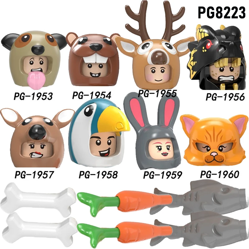 

Building Blocks Cartoon Pumping Series Rabbit Toucan Sika deer Andrew Elephant Figures For Children Toys PG8223