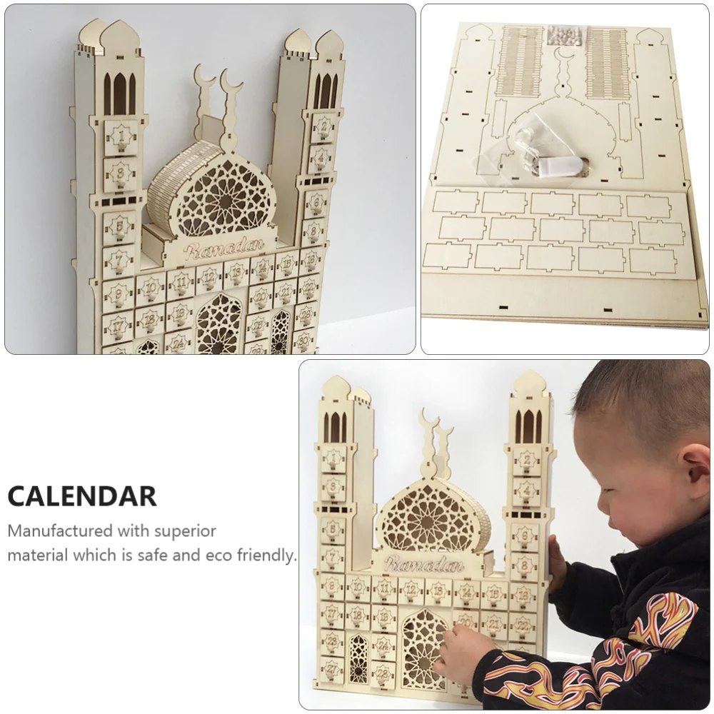 

1 Pc Exquisite Wooden Calendar Decoration Festive Countdown Calendar (Khaki)