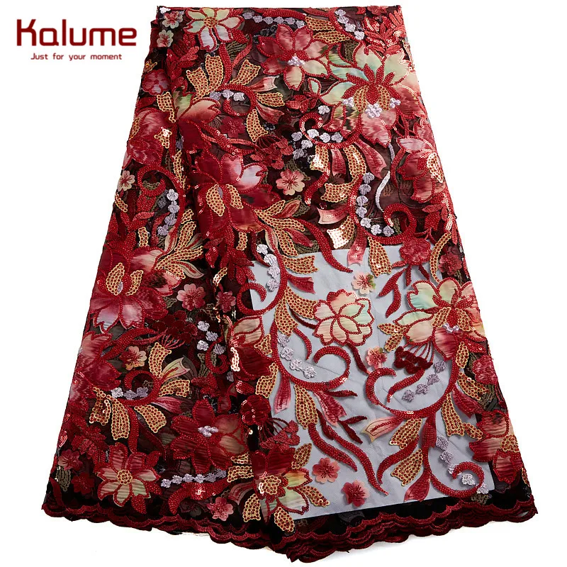 

Kalume African Tissue Lace Fabric Brocade High Quality Nigerian French Tulle Lace Fabric For Wedding Celebration Dress H2463