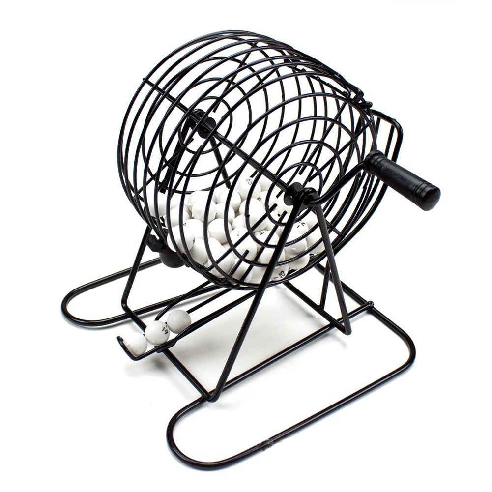 

Bar Mini Family For Party Bingo Game Manual Type Metal Cage Entertainment Gift Lottery Machine Set With Balls Cards Home Fun Toy