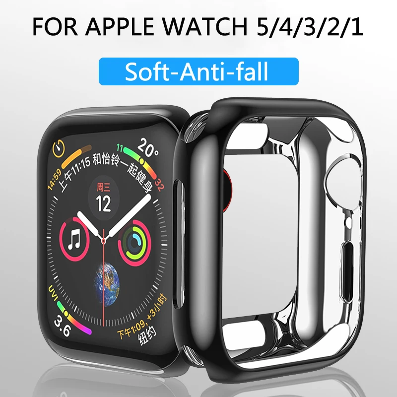 Чехол для часов Apple Watch 5 4 3 2 защитный чехол из мягкого ТПУ защита от падения 40 мм 44