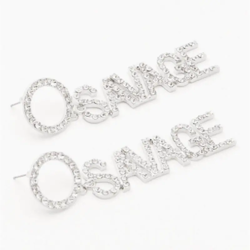 

Exclusive Zirconia Shiny Rhinestone BOSS SAVAGE Letter Dangle Earrings for Women Crystal Long Drop Earrings Jewelry Accessories