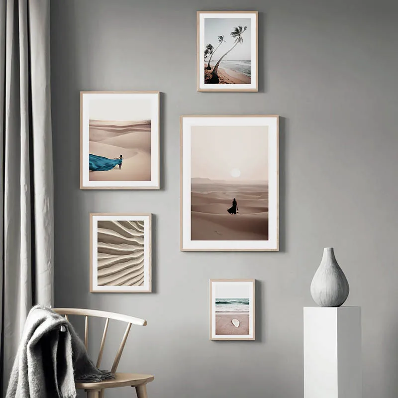 Scandinavian Desert Abstract Nature Landscape Painting Canvas Poster Nordic Wall Art Print Line Drawing Picture Home Decoration | Дом и сад