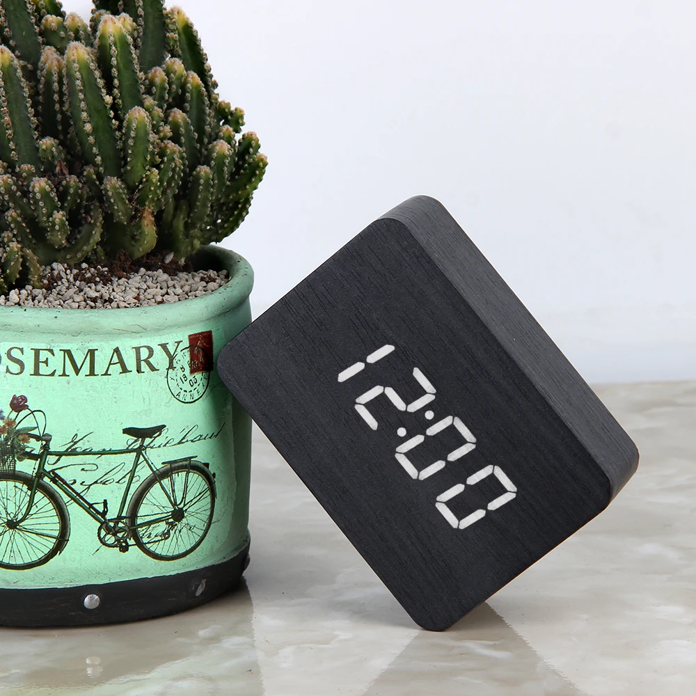 Светодиодные деревянные часы цифровые часы-будильник настольные электронный