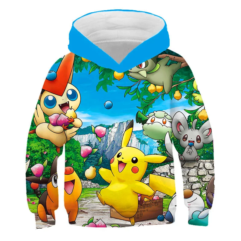 

Детская зимняя Толстовка с длинным рукавом и принтом в виде покемона