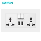 SRAN двойная универсальная розетка питания, розетка с usb с переключателем и ВклВыкл led панель ПК 146 мм * 86 мм двойная 13A общая 3pin розетка