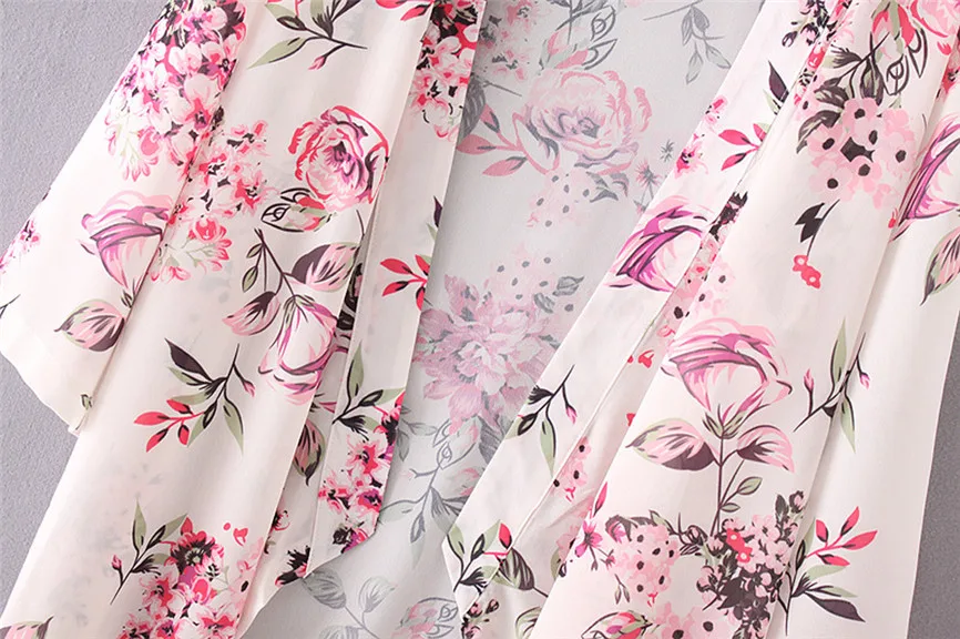 Женские куртки весна осень Feitong женские Boho печати шифон Свободный шаль кимоно