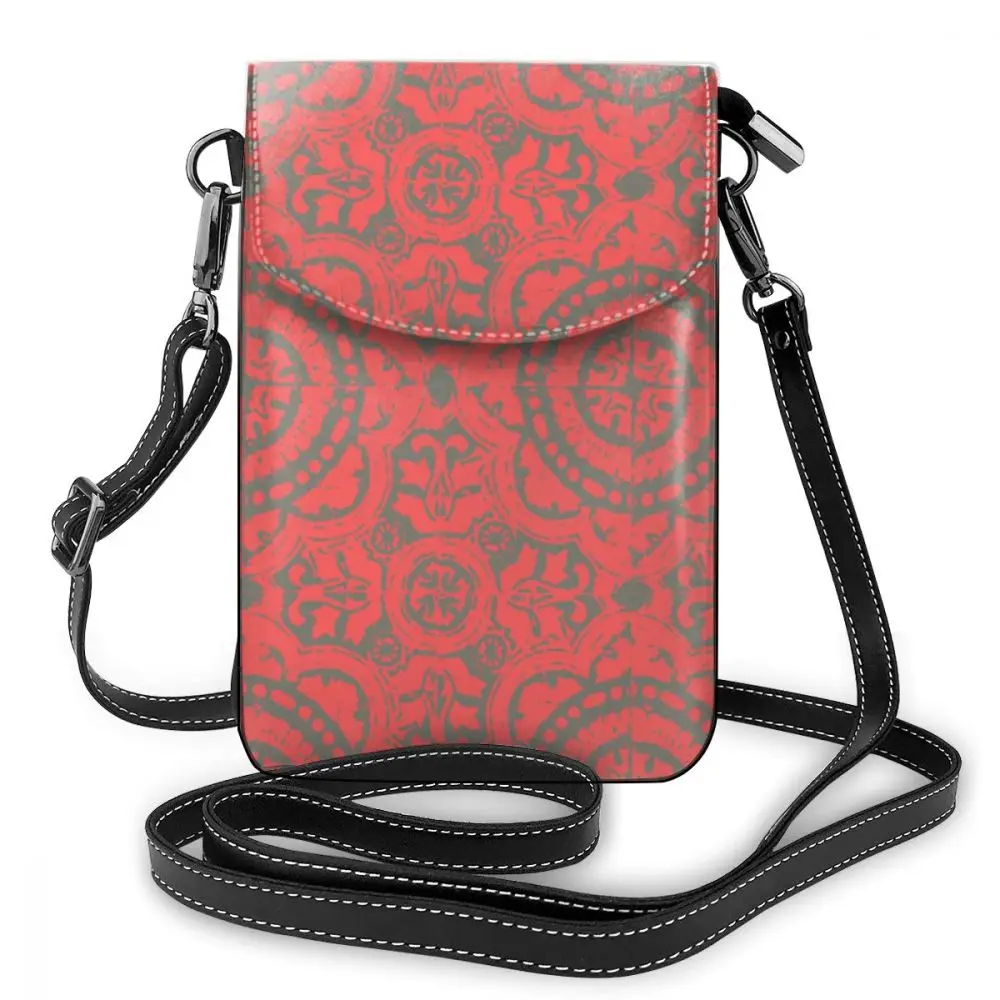 Бесшумный дизайн женская сумка на плечо Мандала коралловый серый цвет длинная