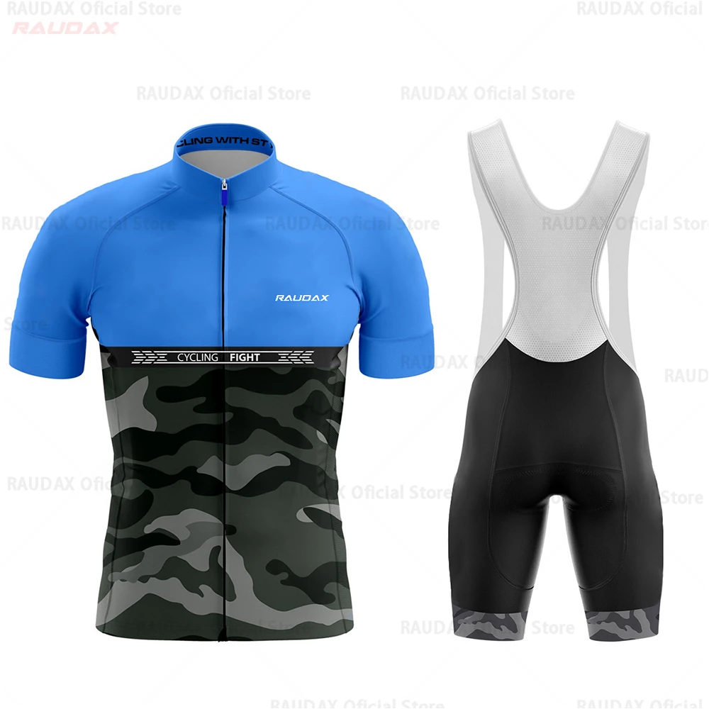 

Raudax 2021 Summer Color Camouflage Cycling Clothing Men's Bicycle Cycling Jersey Set Ropa Ciclismo Hombre Triathlon MTB Clothes