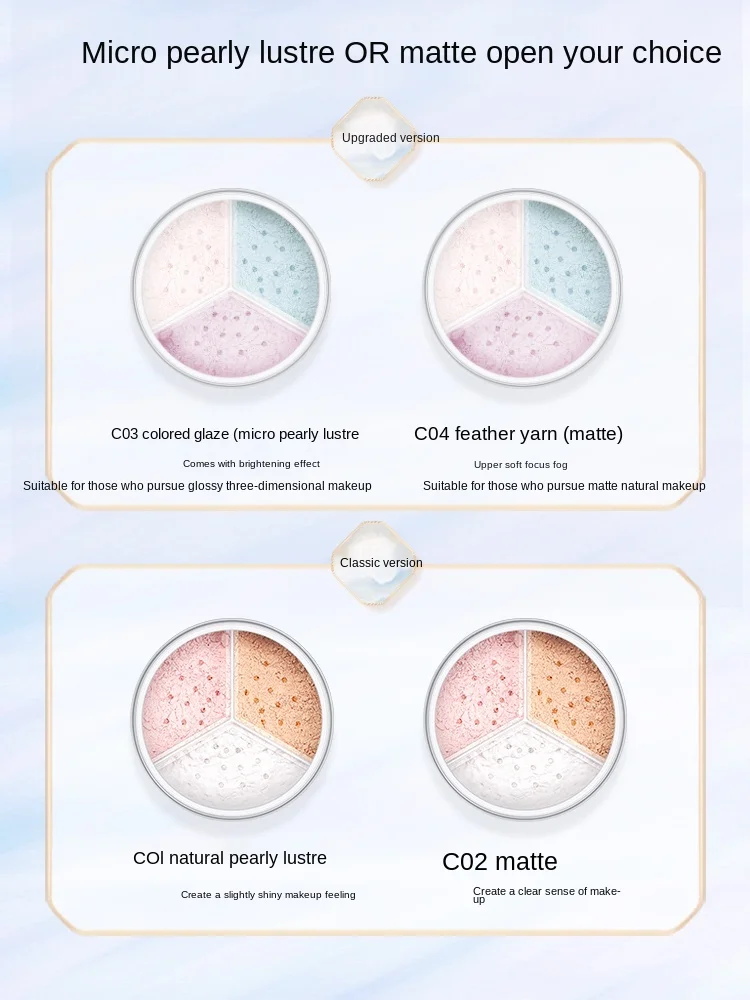 

Catkin Three Colors Powder Face Powder Finishing Powder Oil Control and Waterproof Smear-Proof Makeup Sweat-Proof Durable Powder