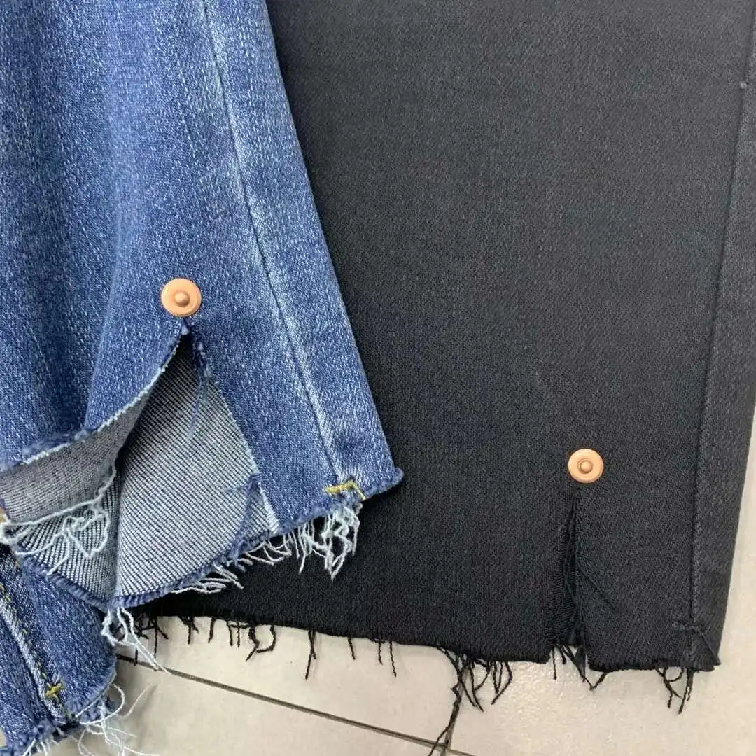 

New Autumn Vintage Women Jeans Fashion Casual Five Point Jeans Female High Waist Split Straight Pants Mujer