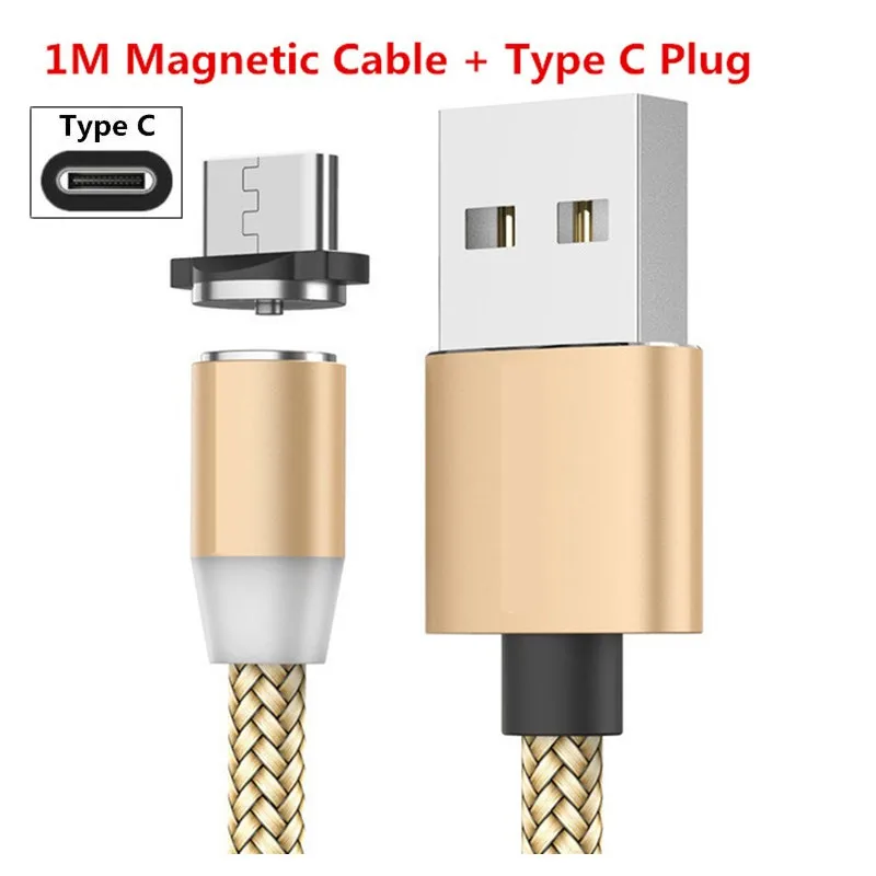 For Type C Gold Магнитный USB кабель type C Micro USB кабель для быстрой зарядки для huawei Y3 Y6 Y5 II A7 J2 PRO Grand prime pro G530 - Цвет: For Type C Gold