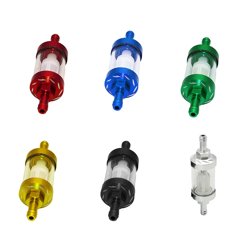 

Universal 8mm CNC Motorcycle Oil Filter Gas Fuel Gasoline Quad Aluminum Alloy Glass Moto Accessories Dirt Pit Bike Motocross
