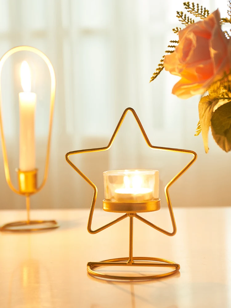 Европейский Золотой подсвечник мебель дисплей лампа ужин при свечах Бытовая