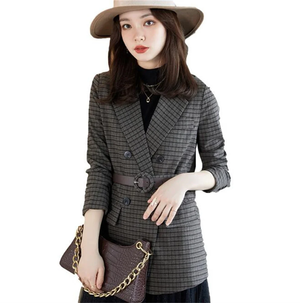 

M.Y.FANTASY 2021 New proAessional Formal Wear Plaid Pattern One-piece Suit Jacket Female Autumn Fashion Temperament Ol Workplace